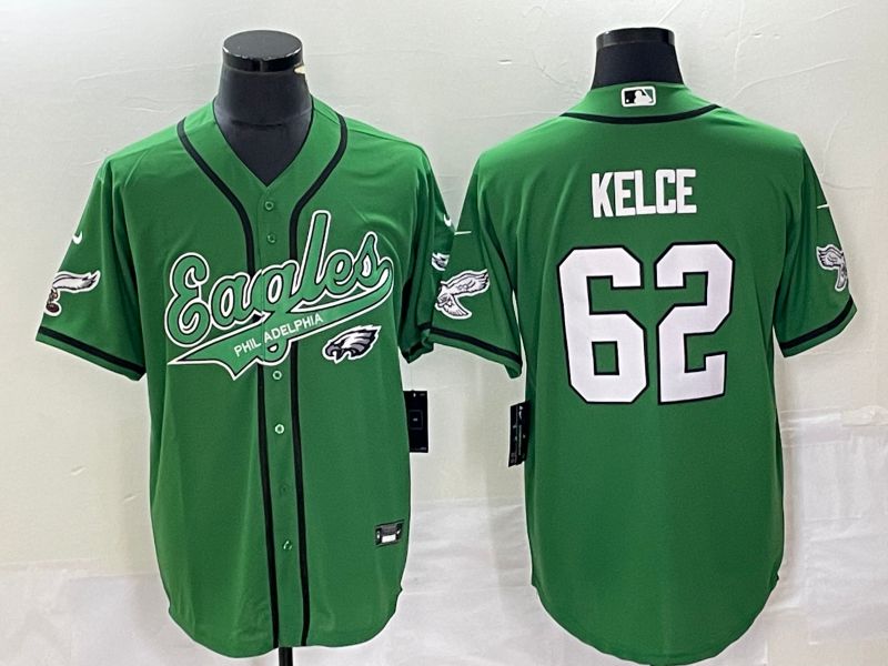 Men Philadelphia Eagles 62 Kelce Green Co Branding Game NFL Jersey style 1